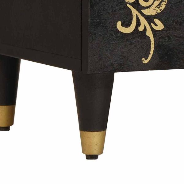 Nachttisch mit Tür Schwarz 50 x 33 x 60 cm Massivholz Mango