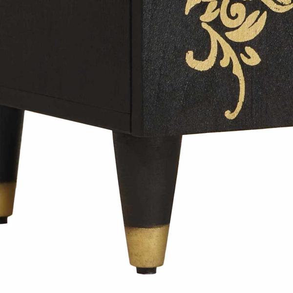 Nachttisch mit Tür Schwarz 50 x 33 x 60 cm Massivholz Mango