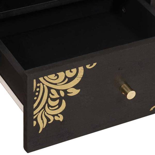 Couchtisch Schwarz 80 x 54 x 40 cm Massivholz Mango