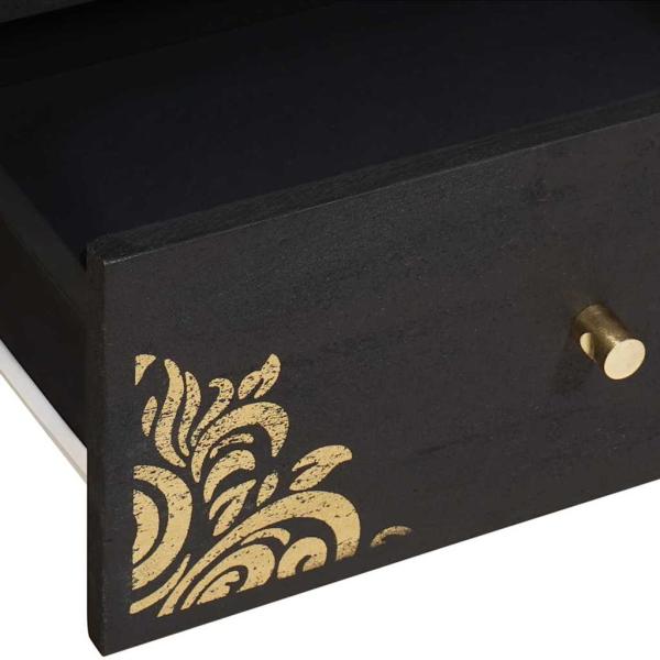 TV-Schränk mit Regal Schwarz 105 x 33 x 46 cm Massivholz Mango