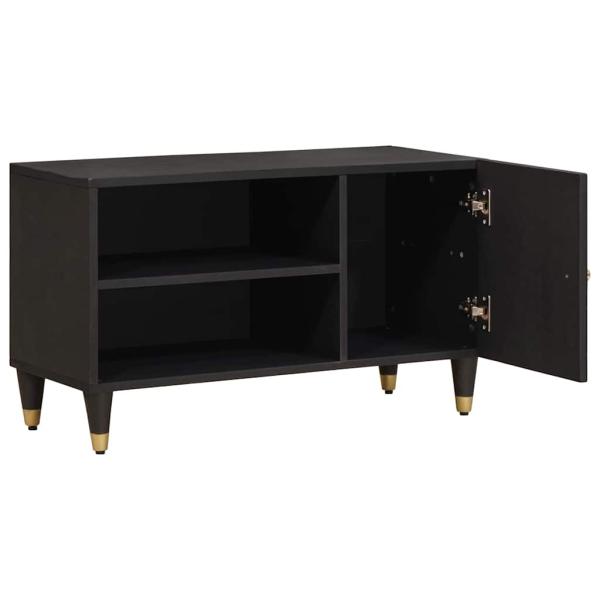 TV-Schränk mit Regal Schwarz 80 x 33 x 46 cm Massivholz Mango
