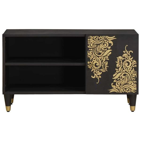 TV-Schränk mit Regal Schwarz 80 x 33 x 46 cm Massivholz Mango