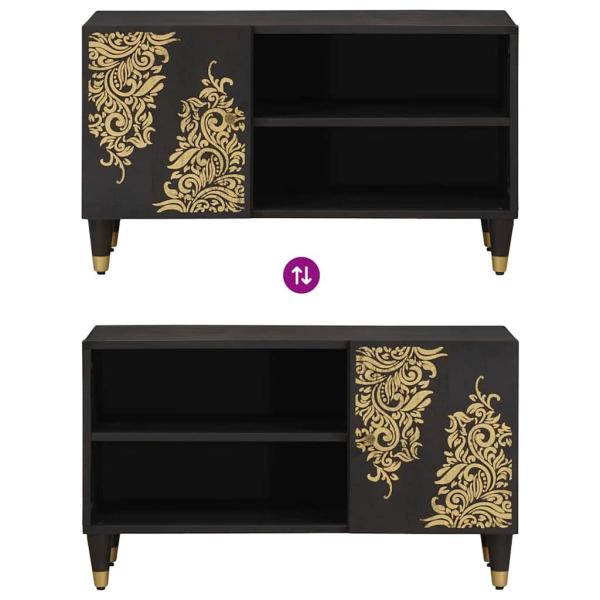 TV-Schränk mit Regal Schwarz 80 x 33 x 46 cm Massivholz Mango