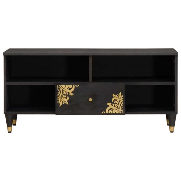 TV-Schränk mit Regal Schwarz 100 x 33 x 46 cm Massivholz Mango