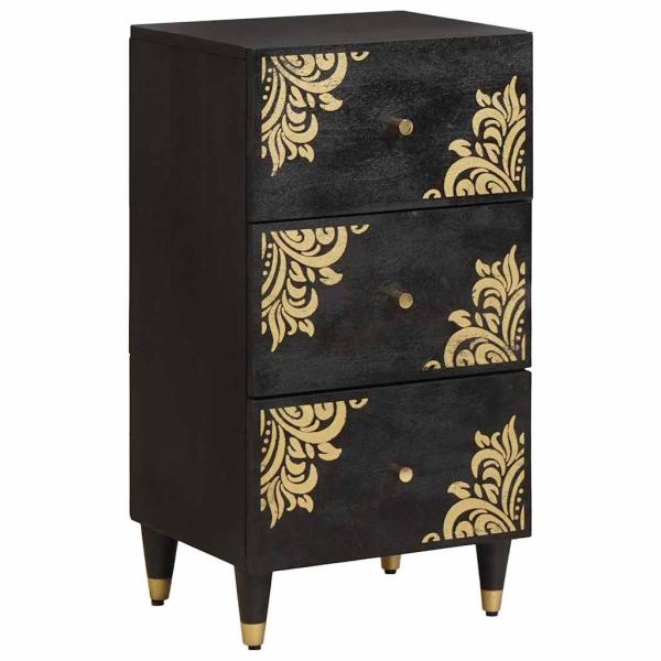 ARDEBO.de - Sideboard mit Regal Schwarz 40 x 33 x 75 cm Massivholz Mango