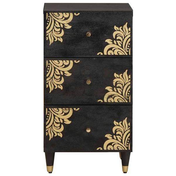 Sideboard mit Regal Schwarz 40 x 33 x 75 cm Massivholz Mango