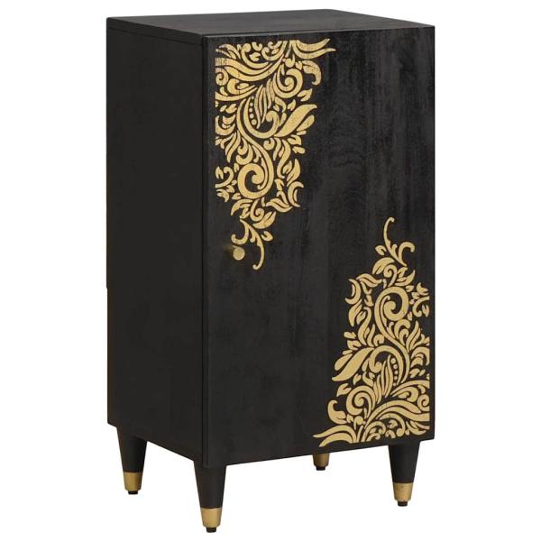 ARDEBO.de - Sideboard mit Regal Schwarz 40 x 33 x 75 cm Massivholz Mango
