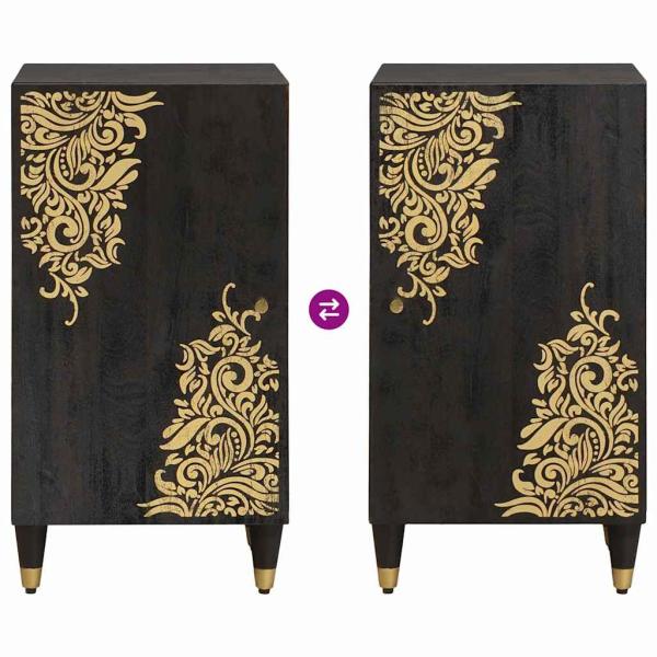 Sideboard mit Regal Schwarz 40 x 33 x 75 cm Massivholz Mango