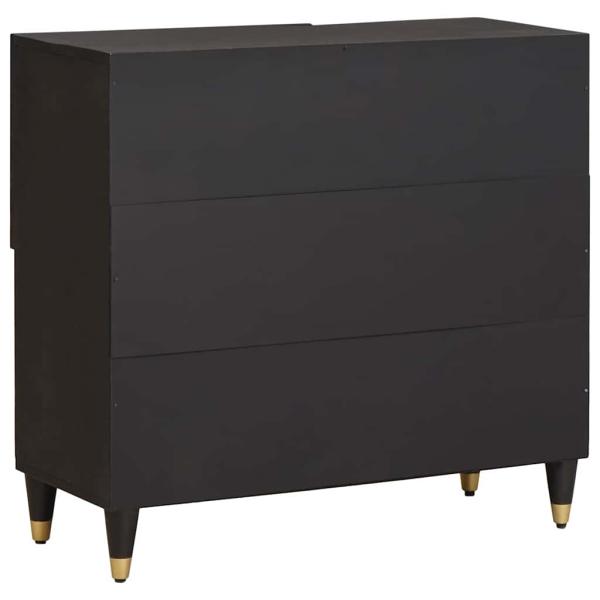 Sideboard mit Regal Schwarz 80 x 33 x 75 cm Massivholz Mango