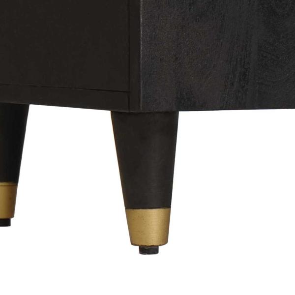 Highboard mit Regal Schwarz 40 x 33 x 110 cm Massivholz Mango