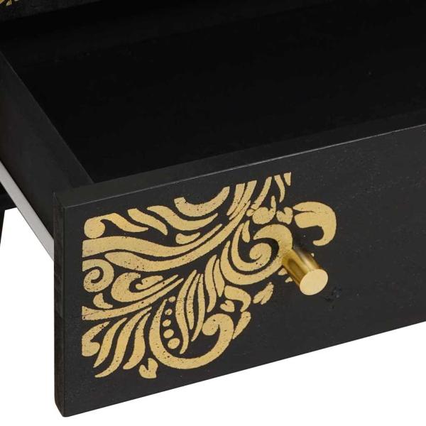 Highboard mit Regal Schwarz 60 x 33 x 100 cm Massivholz Mango