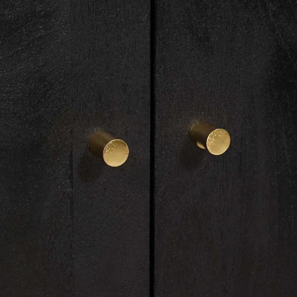 Highboard mit Regal Schwarz 60 x 33 x 100 cm Massivholz Mango