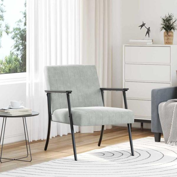 ARDEBO.de - Sessel Hellgrau 59 x 75 x 78 cm Samt