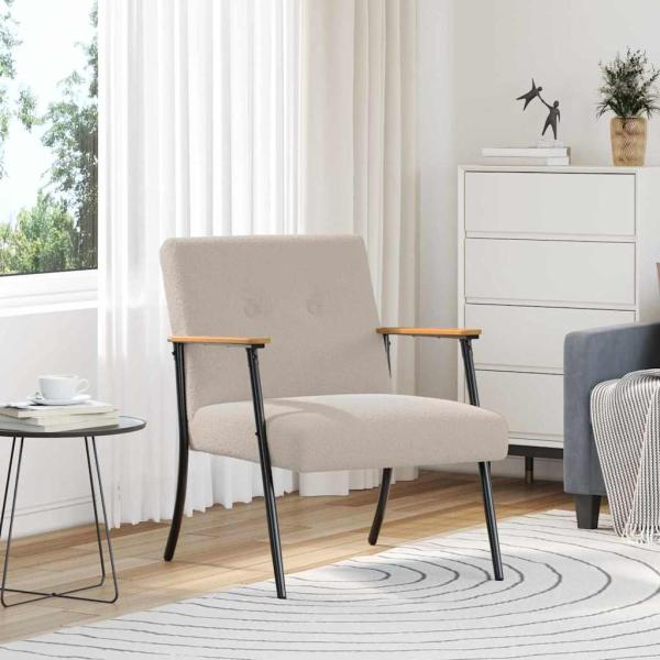 ARDEBO.de - Sessel Hellgrau 59 x 75 x 78 cm Lockiger wollähnlicher Stoff