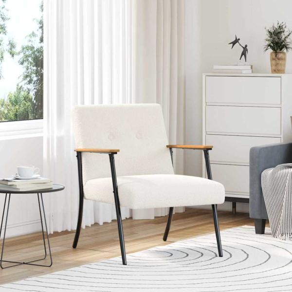 ARDEBO.de - Sessel Creme 59 x 75 x 78 cm Lockiger wollähnlicher Stoff