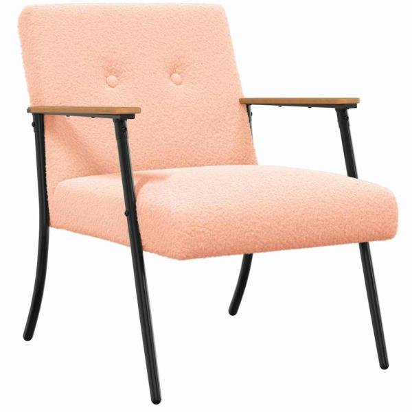 Sessel Rosa 59 x 75 x 78 cm Lockiger wollähnlicher Stoff