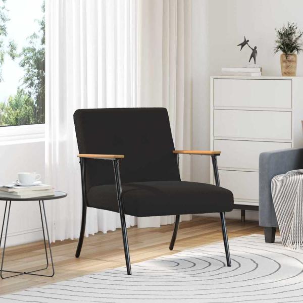 ARDEBO.de - Sessel Schwarz 59 x 75 x 78 cm Lockiger wollähnlicher Stoff