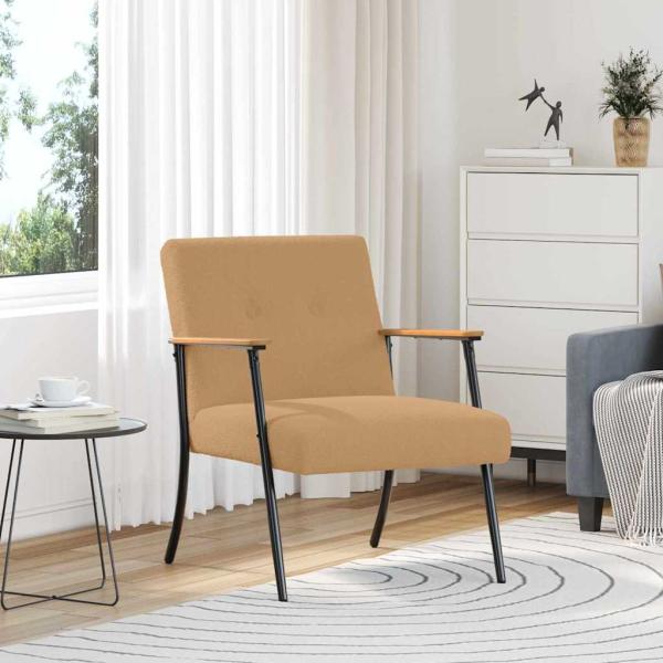ARDEBO.de - Sessel Beige 59 x 75 x 78 cm Lockiger wollähnlicher Stoff