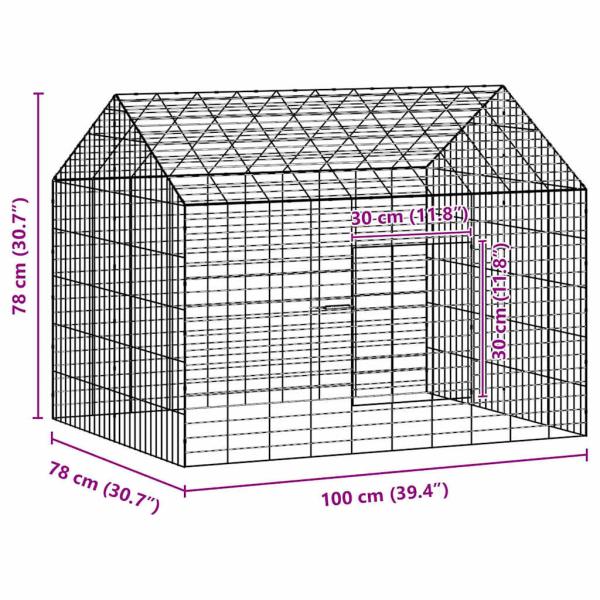 Hasenkäfig Silber 400 x 78 x 78 cm Verzinkter Stahl
