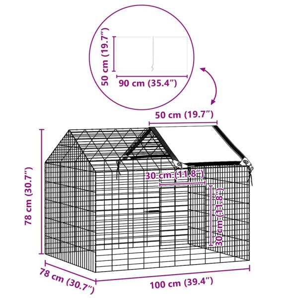 Hasenkäfig Silber 400 x 78 x 78 cm Verzinkter Stahl