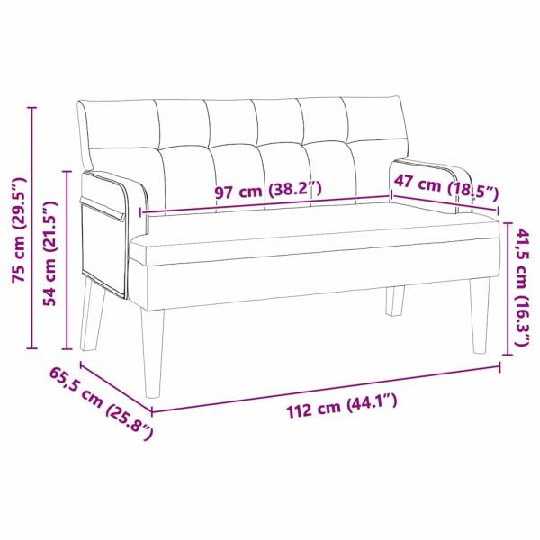 Chesterfield Bank Schwarz 112 x 65,5 x 75 cm Samt