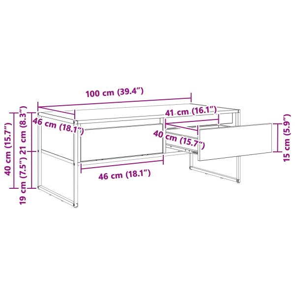 Couchtisch Graues Sonoma 100 x 46 x 40 cm Holzwerkstoff