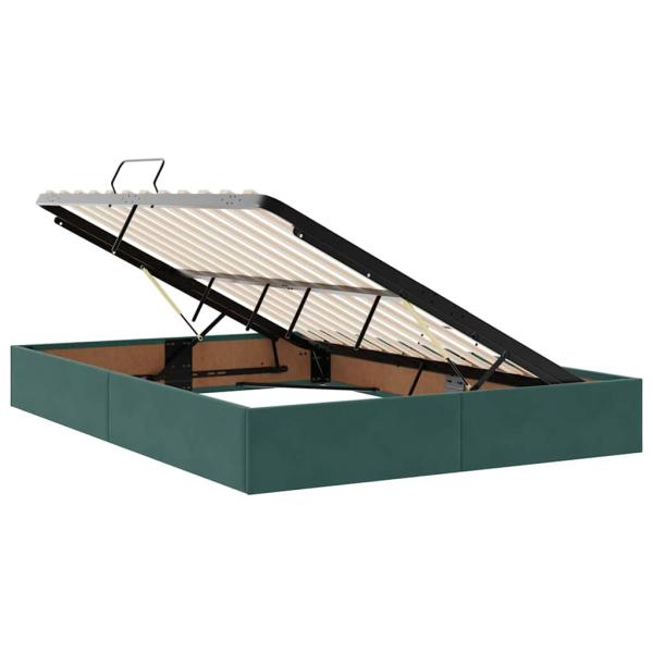 Bett mit LED-Lichtleisten Dunkelgrün 140 x 190 cm Samt