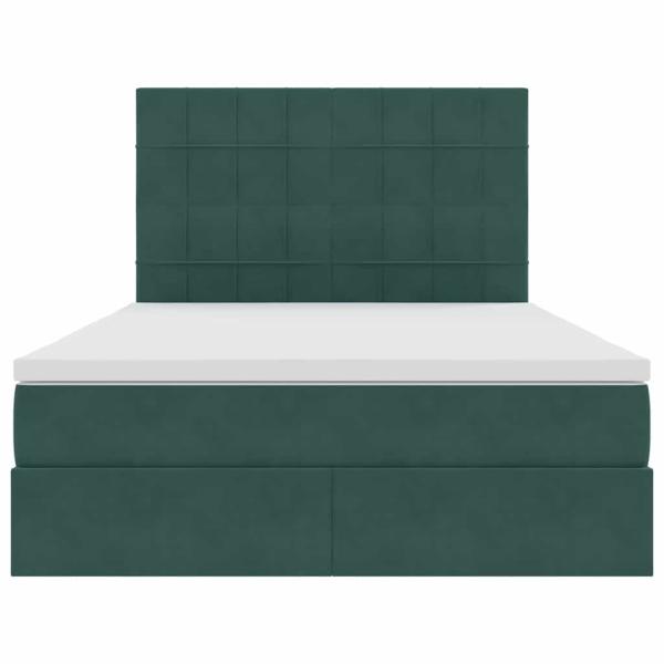 Bett mit Stauraum und LED Dunkelgrün 140 x 190 cm Samt