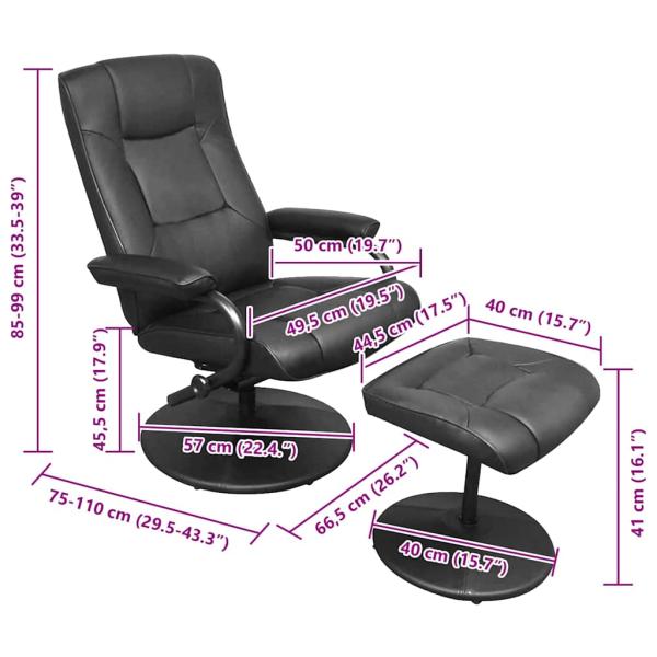 Liegestuhl Schwarz 66,5 x 75 x 99 cm Kunstleder