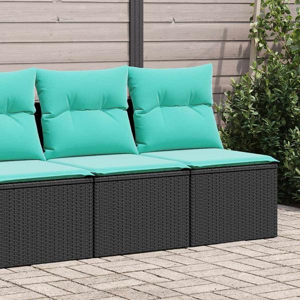 ARDEBO.de - 2-tlg. Garten-Sofagarnitur mit Kissen Schwarz Poly Rattan