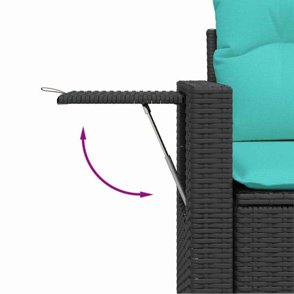7-tlg. Garten-Sofagarnitur mit Kissen Schwarz Poly Rattan Akazie