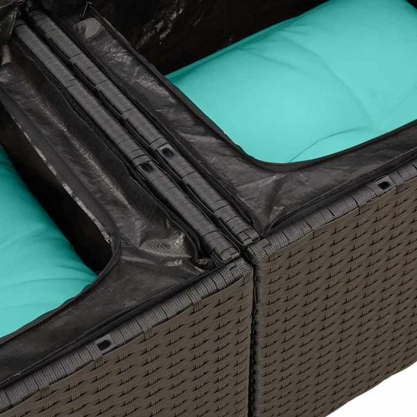 6-teiliges Gartensofa-Set mit Kissen, schwarz, Polyrattan, Akazie