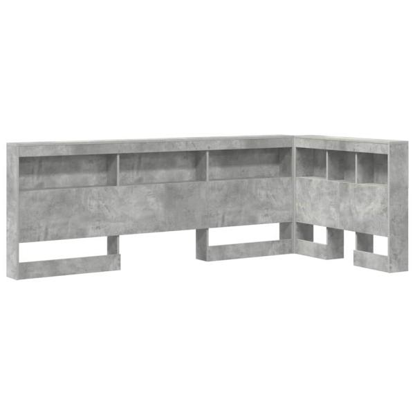 Aufbewahrungskopfteil mit Regal Beton Grau 90 cm Holzwerkstoff