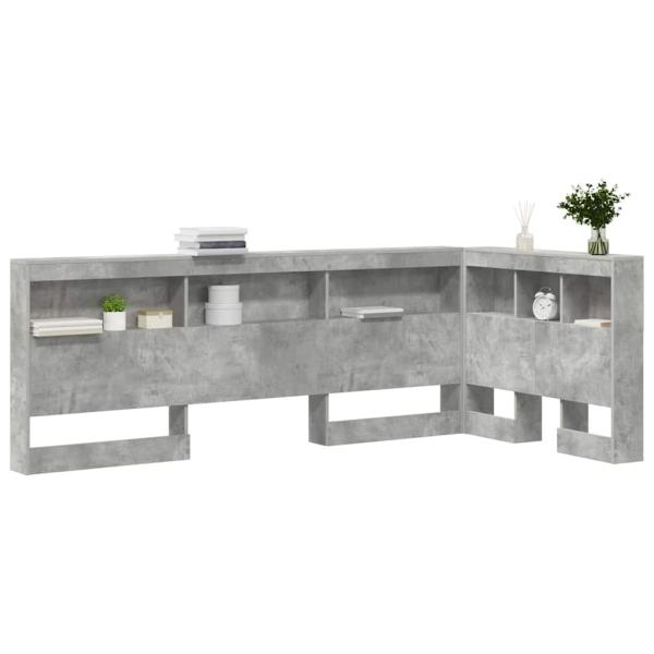 Aufbewahrungskopfteil mit Regal Beton Grau 90 cm Holzwerkstoff