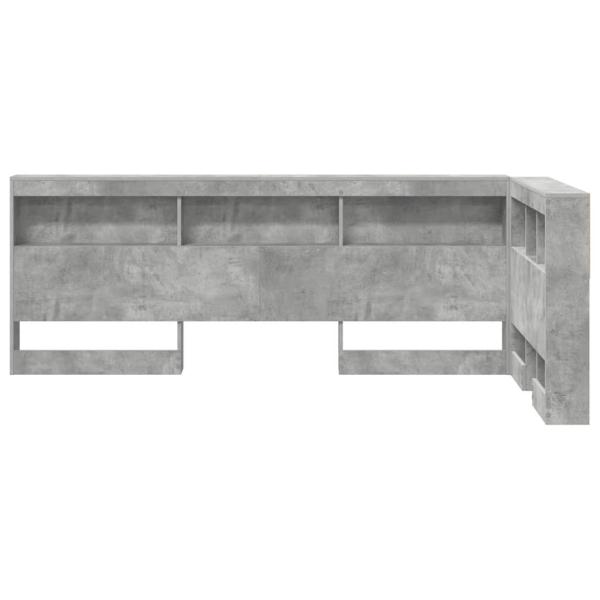 Aufbewahrungskopfteil mit Regal Beton Grau 90 cm Holzwerkstoff