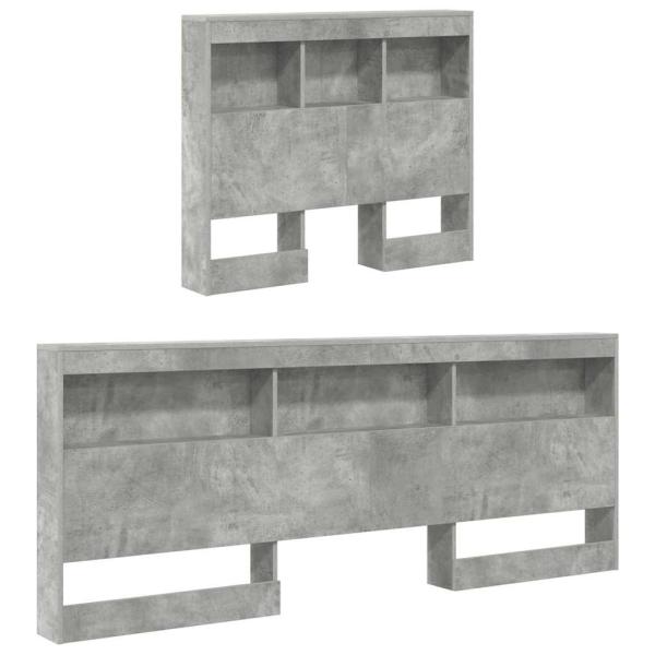 Aufbewahrungskopfteil mit Regal Beton Grau 90 cm Holzwerkstoff