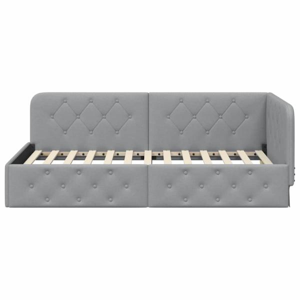 Eckbettgestell Hellgrau 100 x 200 cm Stoff