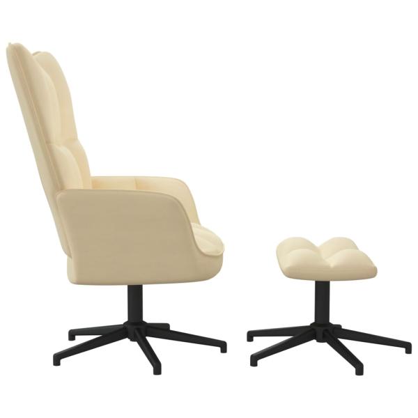 Relaxsessel mit Hocker Cremeweiß Samt