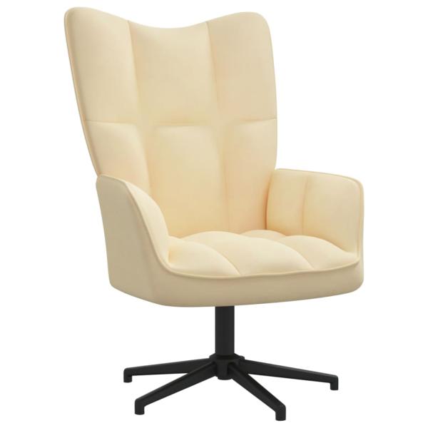 Relaxsessel mit Hocker Cremeweiß Samt