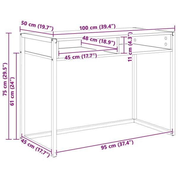 Schreibtisch Altholz 100 x 50 x 75 cm Holzwerkstoff