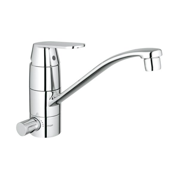 ARDEBO.de GROHE EH-SPT-Batterie Eurosmart C 31161 Einhebelmischer, flacher Auslauf, mit Absperrventil, chrom (31161000)