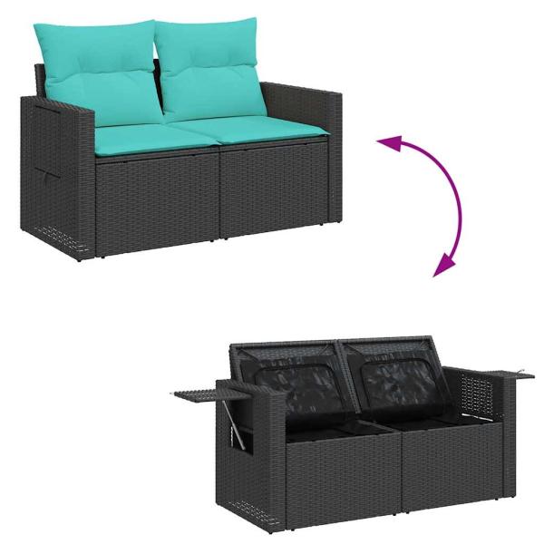 ARDEBO.de - 5-tlg. Garten-Sofagarnitur mit Kissen Schwarz Poly Rattan