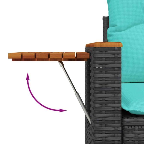 6-tlg. Garten-Sofagarnitur mit Kissen Schwarz Poly Rattan