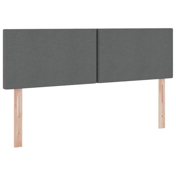 Bett mit LED-Lichtleisten Dunkelgrau 140 x 190 cm Stoff