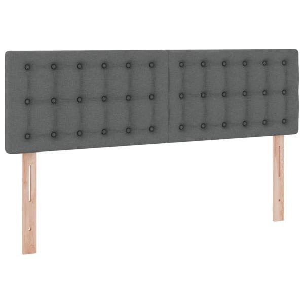 ARDEBO.de - Bett mit LED-Lichtleisten Dunkelgrau 140 x 190 cm Stoff