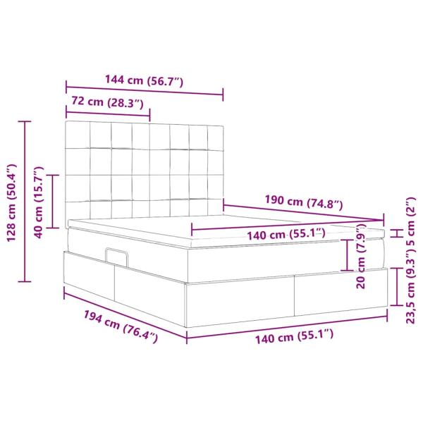 Aufbewahrungsbett mit Matratze Schwarz 140 x 190 cm Kunstleder