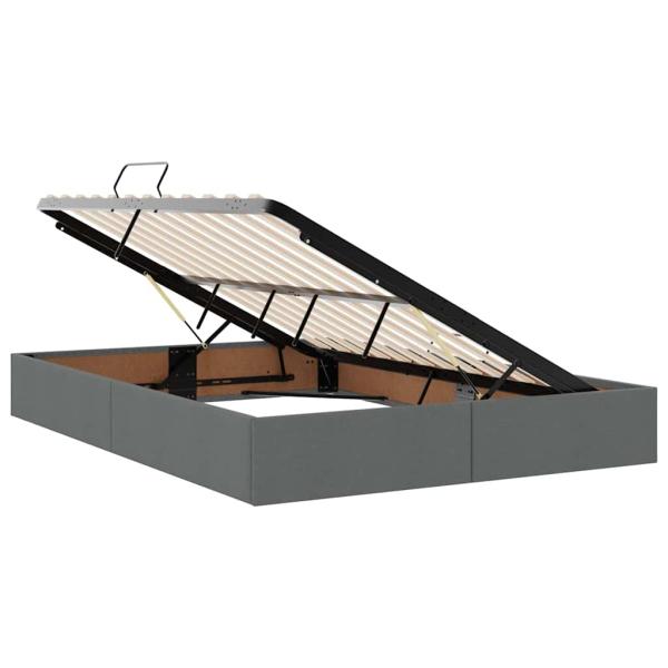 ARDEBO.de - Bett mit LED-Lichtleisten Dunkelgrau 140 x 190 cm Stoff