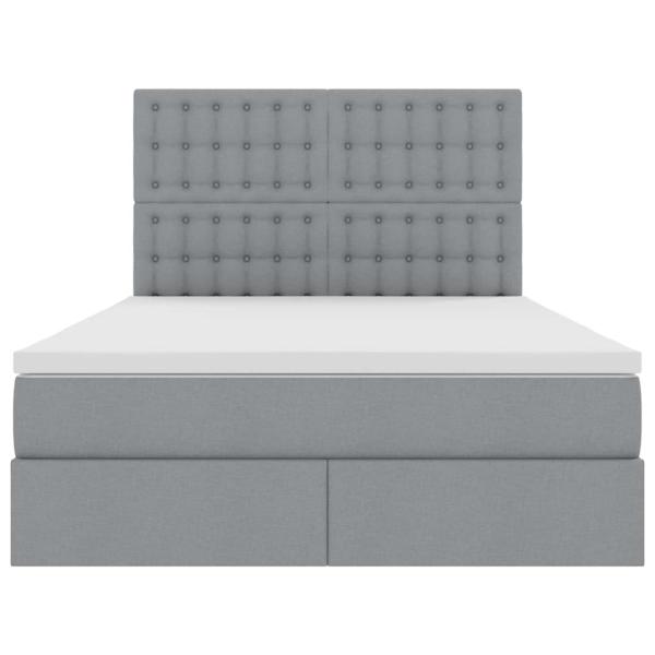 Bett mit LED-Lichtleisten Hellgrau 140 x 190 cm Stoff