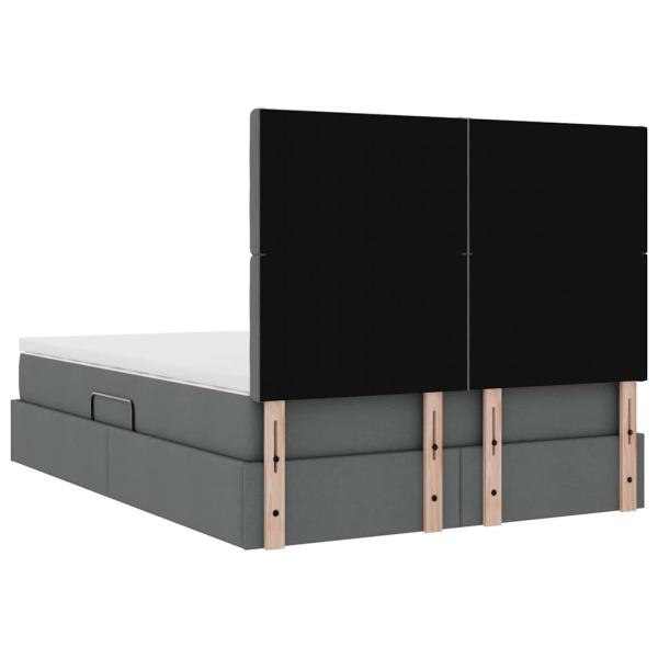 Bett mit LED-Lichtleisten Dunkelgrau 140 x 190 cm Stoff