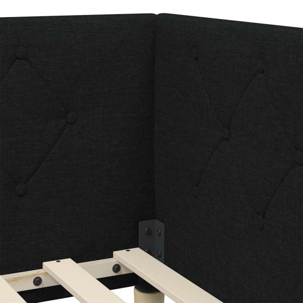 Eckbettgestell mit Matratze Schwarz 90 x 190 cm Stoff